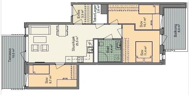 Planskisse av leiligheten